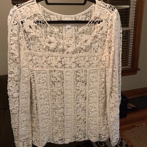 Xhilaration Crochet Beige Top